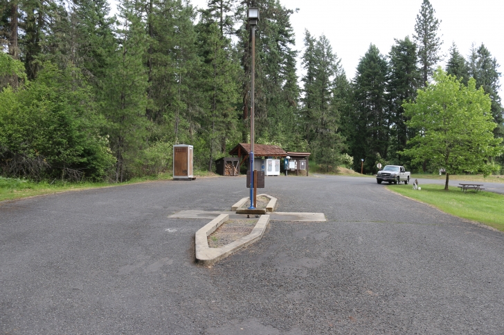 The RV dump station is near the entrance to the park.