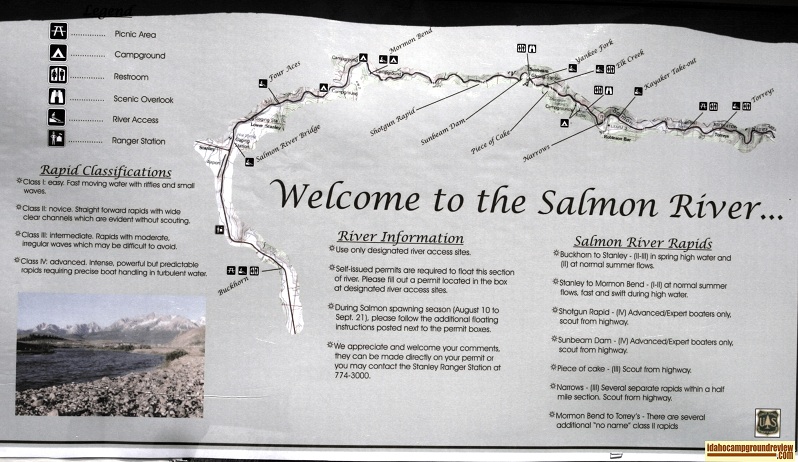Map of the Salmon River below Stanley, Idaho.