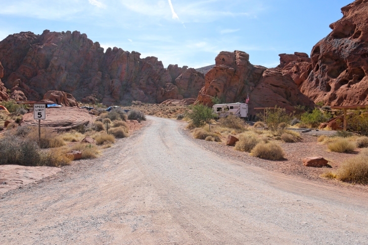 Camping in Arch Rock Campground part of Valley of Fire State Park - Nevada.