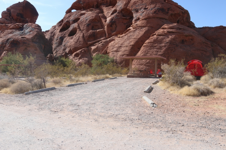 Camping in Arch Rock Campground part of Valley of Fire State Park - Nevada.
