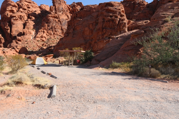 Camping in Arch Rock Campground part of Valley of Fire State Park - Nevada.
