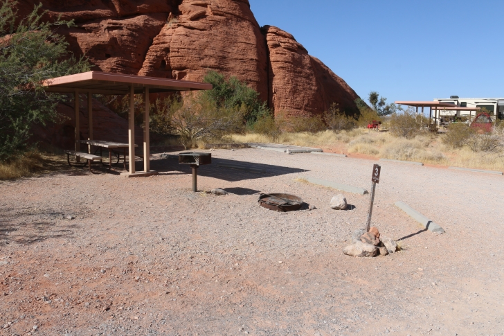 Camping in Arch Rock Campground part of Valley of Fire State Park - Nevada.