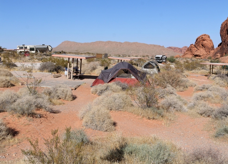 Camping in Arch Rock Campground part of Valley of Fire State Park - Nevada.