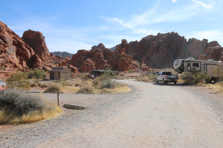 Camping in Arch Rock Campground part of Valley of Fire State Park - Nevada.