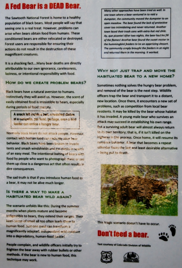 Camping in Idahos Abbot Campground - Information sign