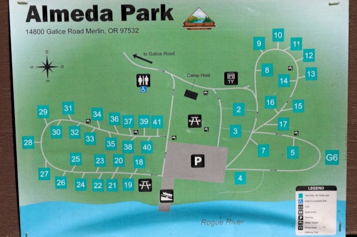 Almeda Park in Oregon - map of the park