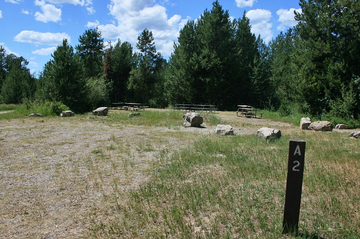 A picture of the group camping sites in Alpine Campground on Palisades Reservoir in eastern Idaho.