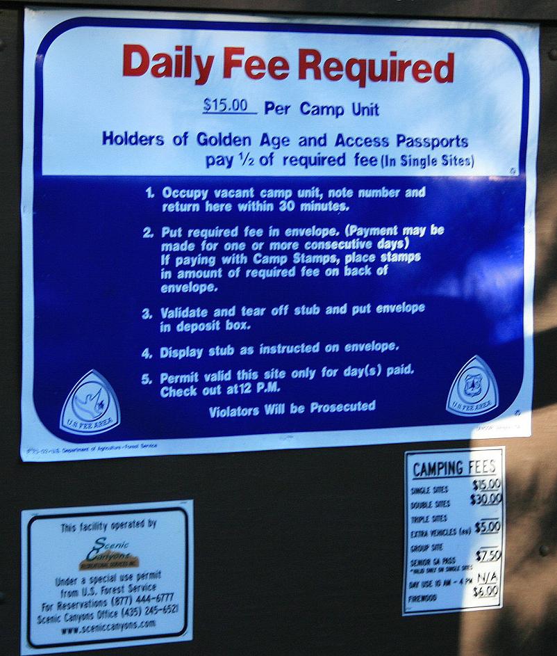 A picture of the signs at Alturas Lake Inlet Campground in the Sawtooth Mountains of Idaho.