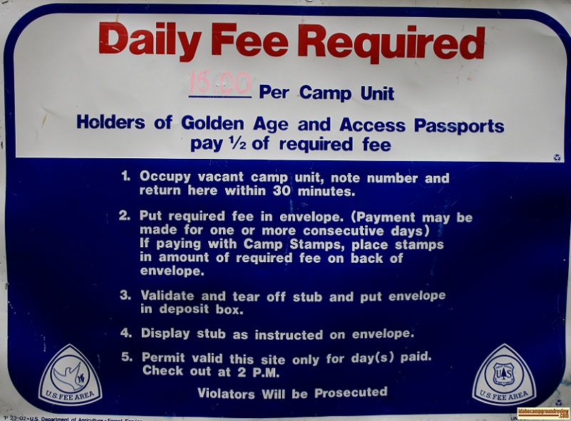 A picture of the check in sign at Amanita Campground on Lake Cascade