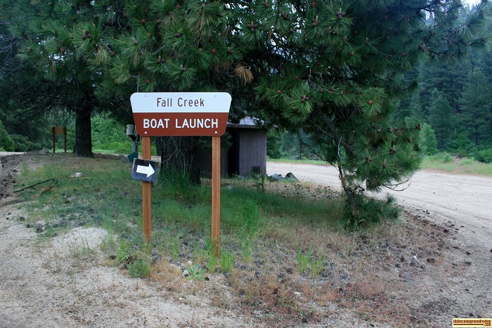 Fall Creek Boat Launch offers a boat ramp with a handling dock, 
vault style outhouse and a large parking area.