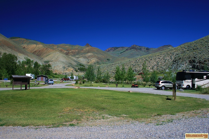 This is a view of the camping area in Bayhorse Recreation Site.