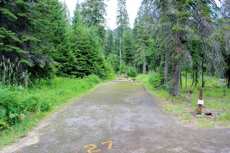 Campsite 27 has a long driveway
