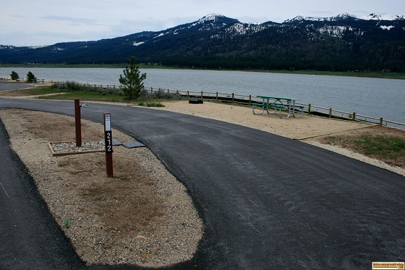 This is campsite 212 in Big Sage Campground, part of Lake Cascade State Park.