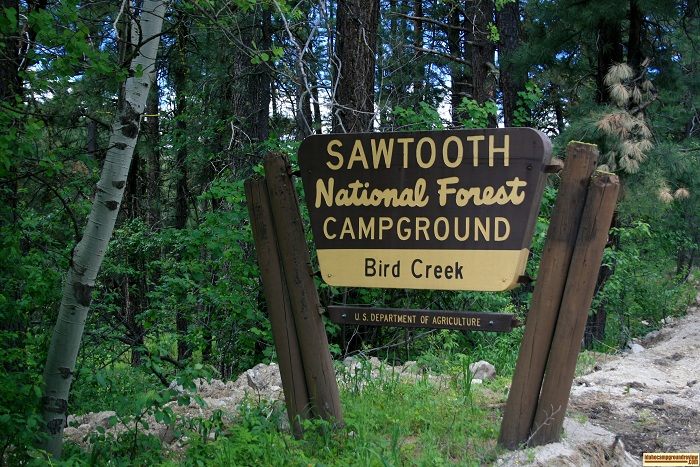 Bird Creek Campground  camping, sign.