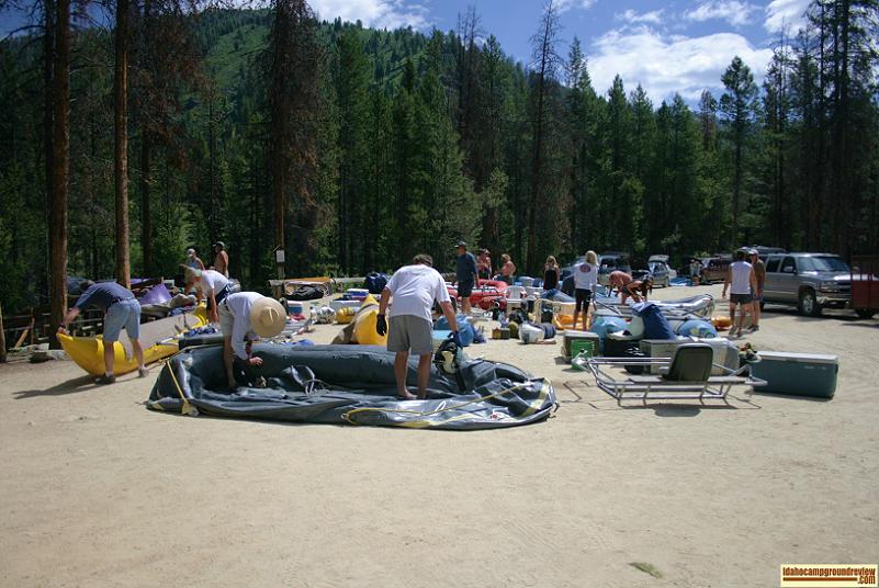 Rafters preparing thier ratfs to put in the Middle Fork of the Salmon River at Boundary Creek Campground