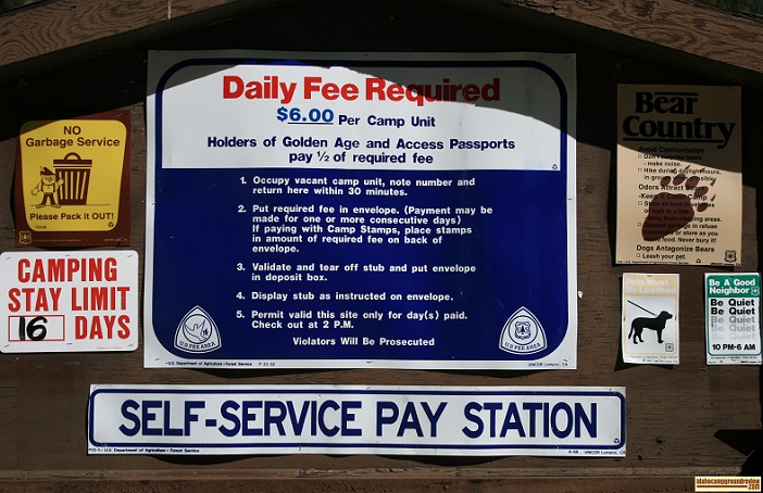 This is the camping information sign for Bowns Campground.