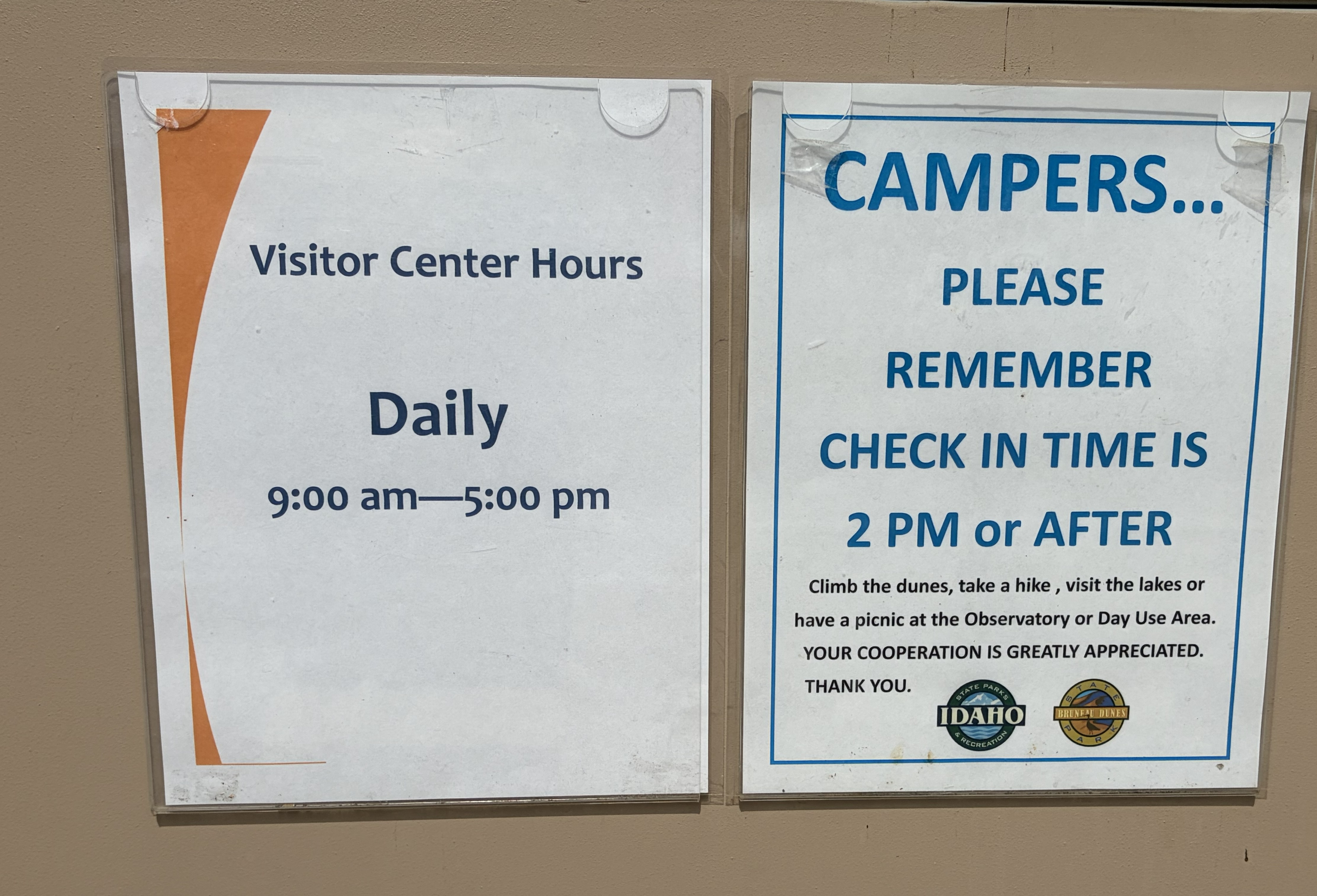 Bruneau Dunes State Park - Signs & Info