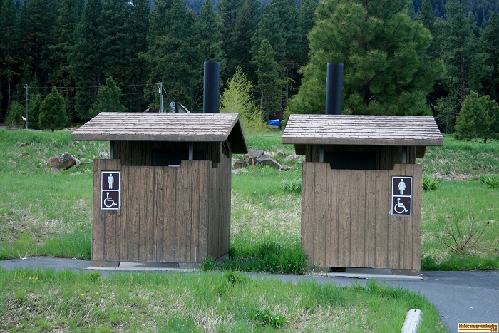 Vault style outhouse at Campbell Creek.