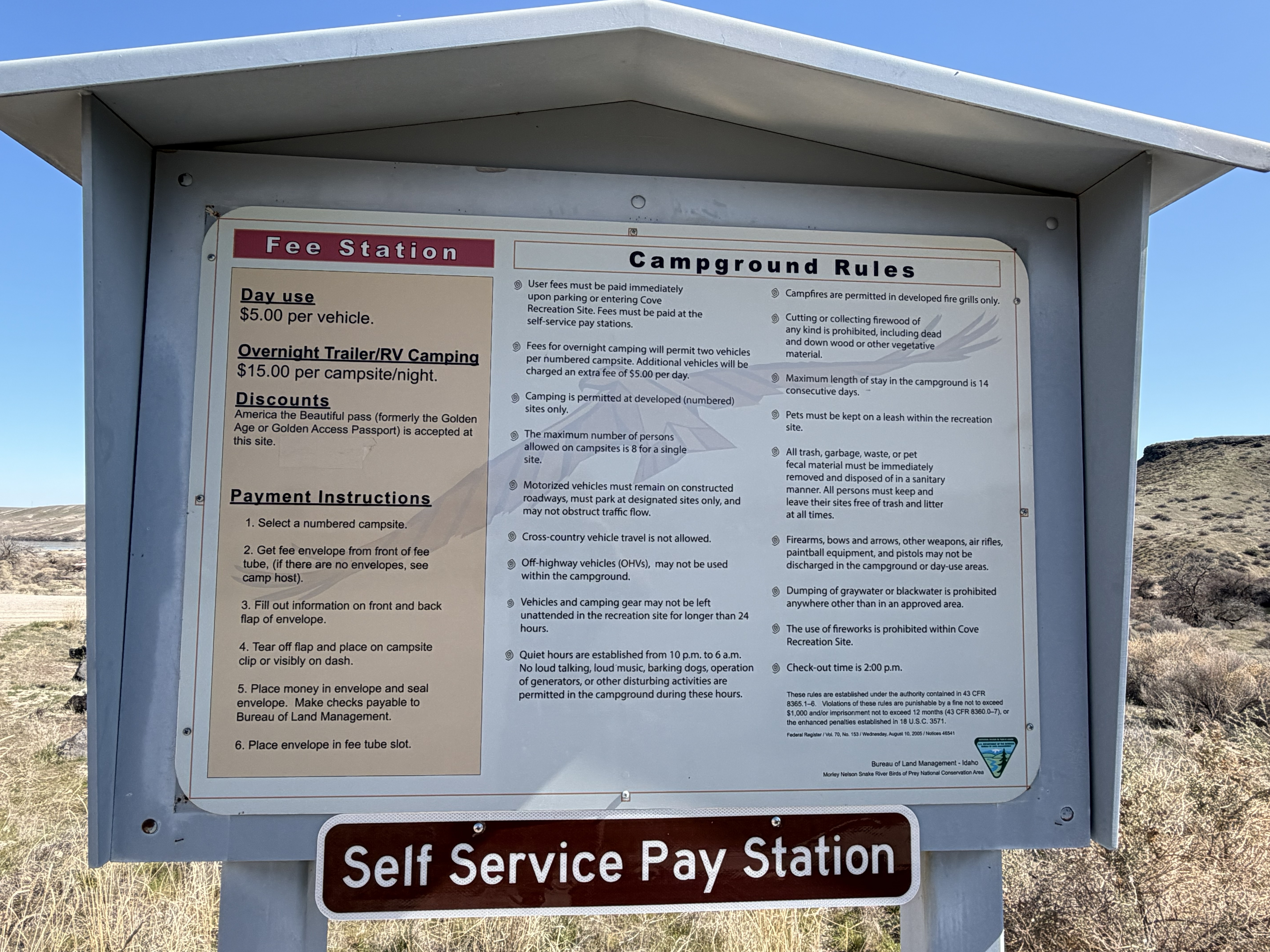 Cove Recreation Site - Signs and info