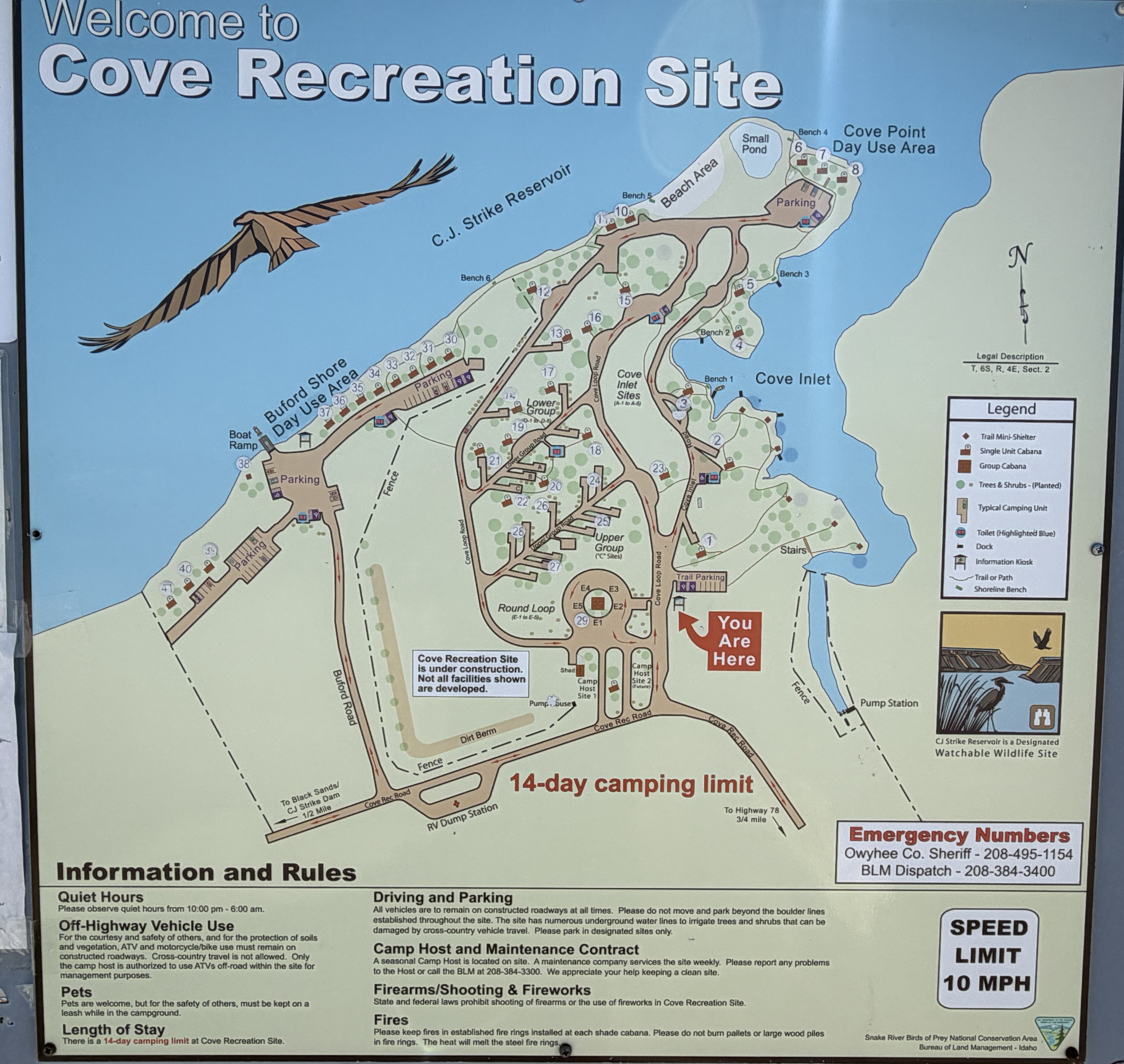 map of cove recreation site campground near bruneau idaho