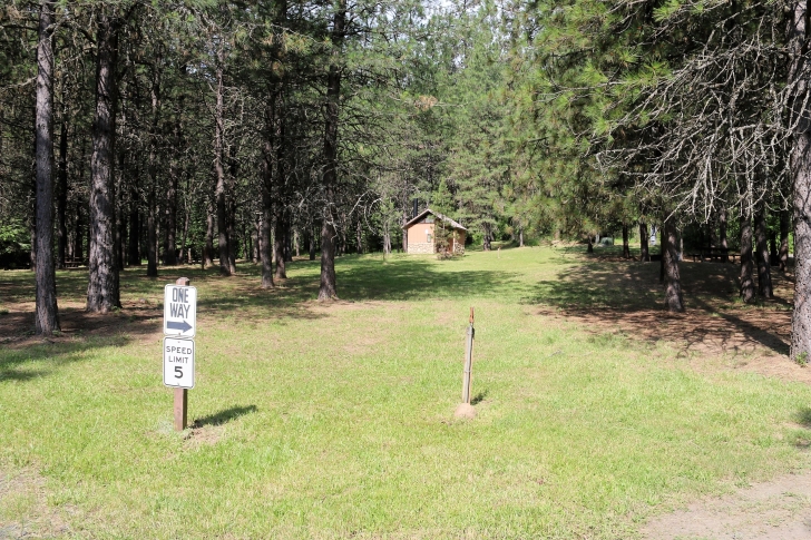 The restroom in Camas is a vault style outhouse.