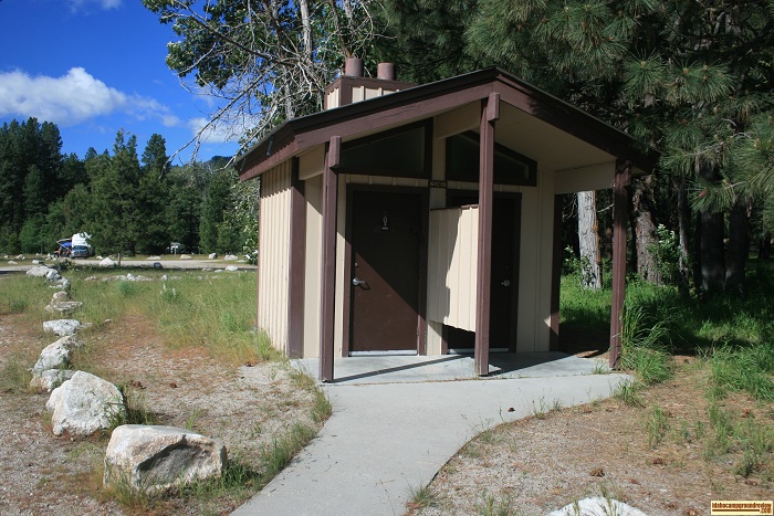 Elks Flat Campground Review, outhouse