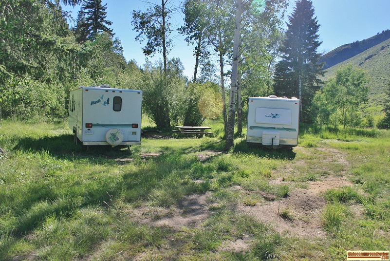 Federal Gulch Campground on the East Fork of the Big Wood River near Sun Valley, Idaho.