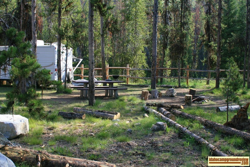 Tent / RV camping site in Fir Creek Campground on the Salmon River