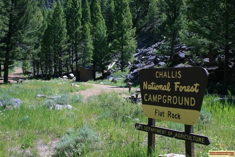 The entrance to Flat Rock Campground on the Yankee Fork of the Salmon River.