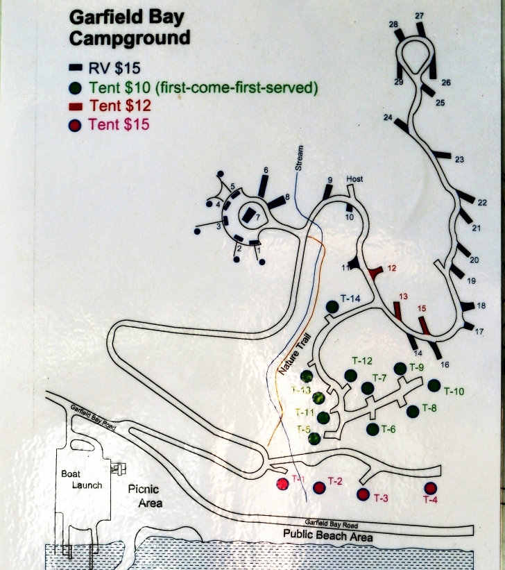 This is a map of Grafield Bay Campground, boat launch and picnic area.
