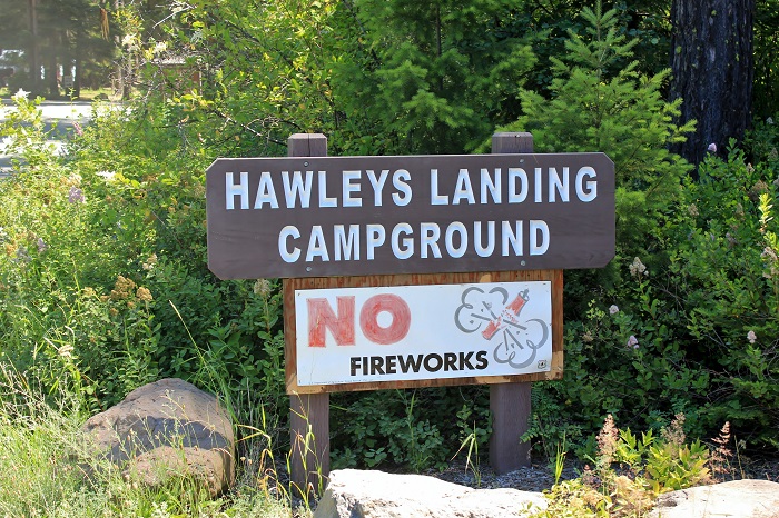 Hawleys Landing Campground sign and info