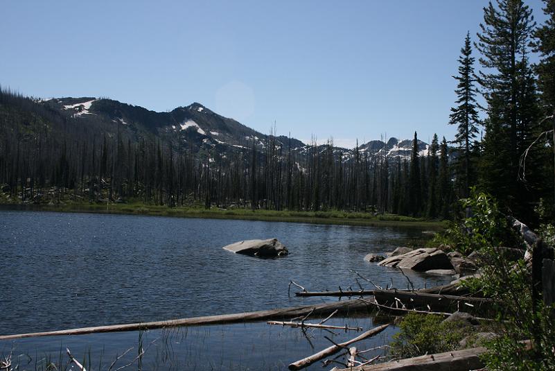 A view of the mountains across Hazard Lake.