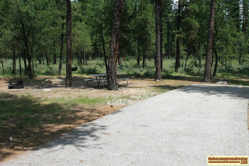 RV camp site in Helende Campground near Lowman, Idaho