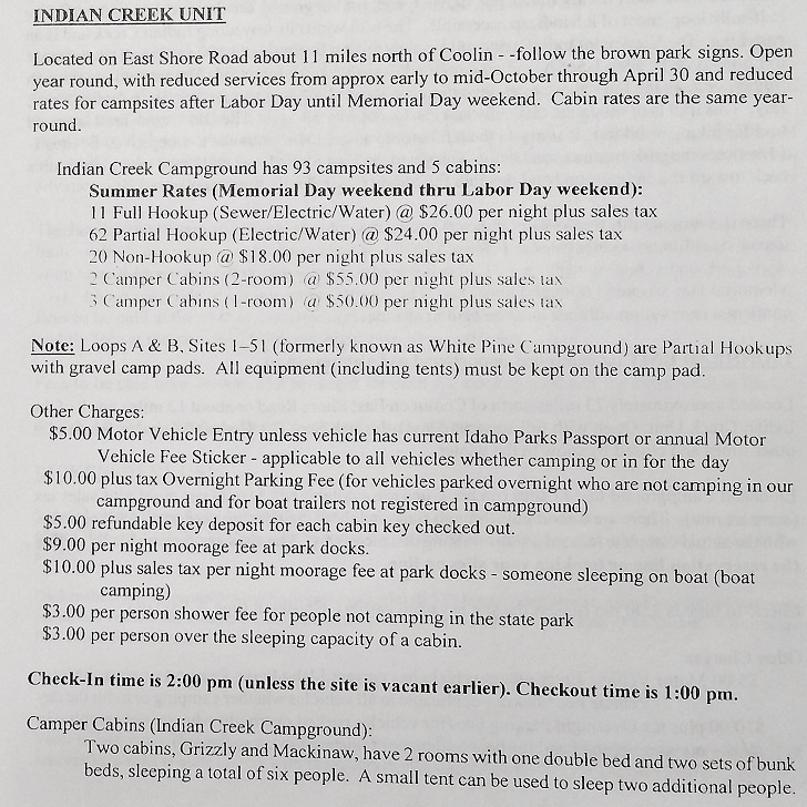 Indian Creek Campground, a part of Priest Lake State Park.