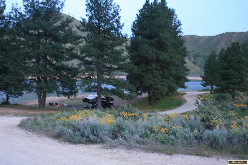 view of irish point on the shore of arrowrock lake