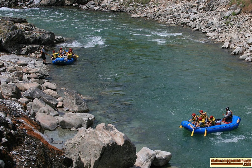 Kirkham Campground and hot springs on the South Fork of the Payette River.