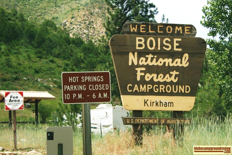 Kirkham Campground and hot springs on the South Fork of the Payette River.