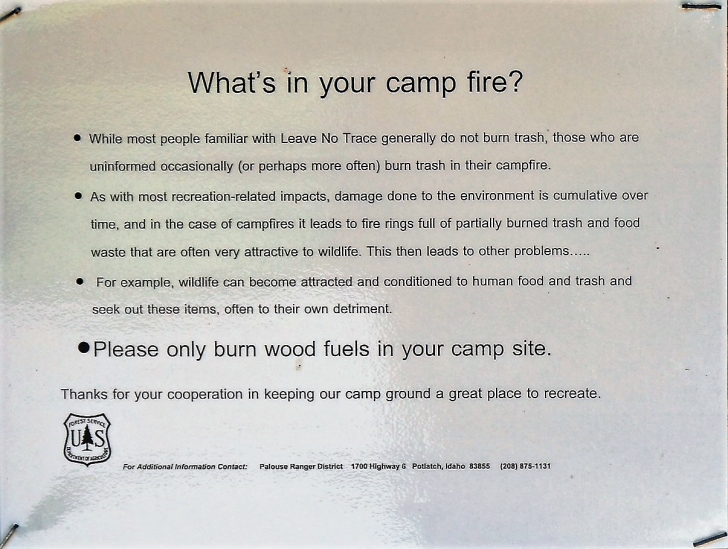 A pictureof yet another informational sign at Laird Park in northern Idaho. 