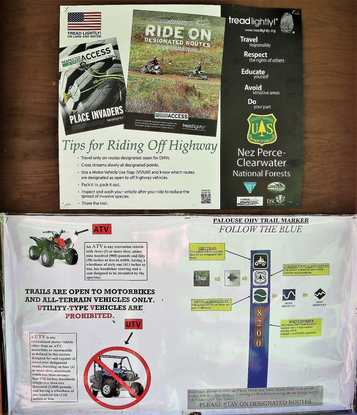 A picture of the rules relating to riding you 4-wheeler near Laird Park in northern Idaho.
