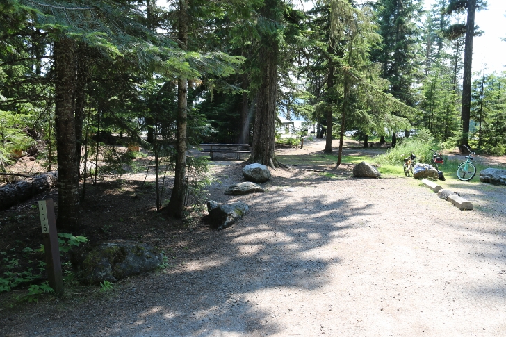 Here you can see the picnic table for campsite 136 while 137 is beyond it closer to the lake.
