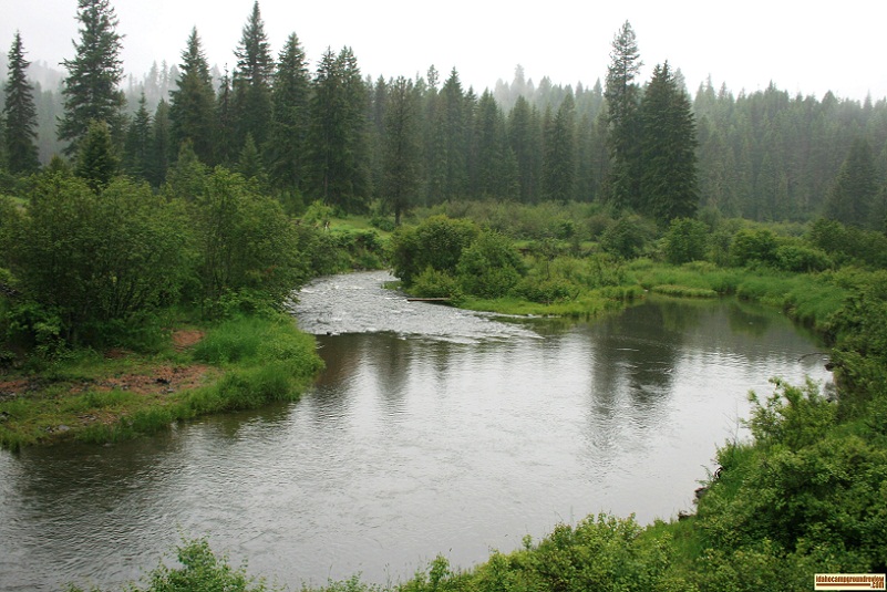 Potlatch river runs past little boulder creek campground