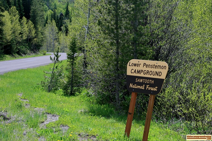 The sign for Lower Penstemon Campground.
