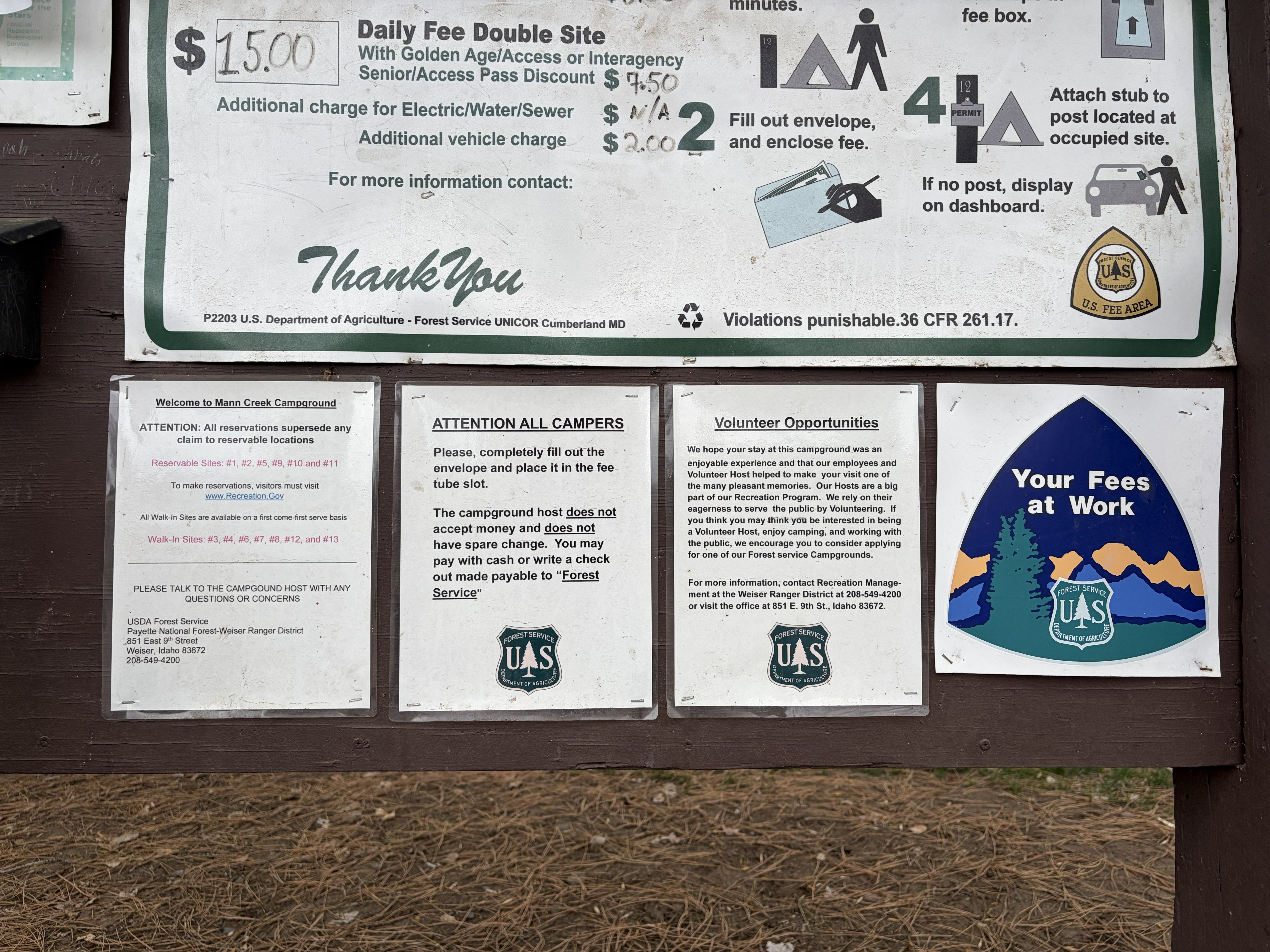 Mann Creek Campground - Signs & Info