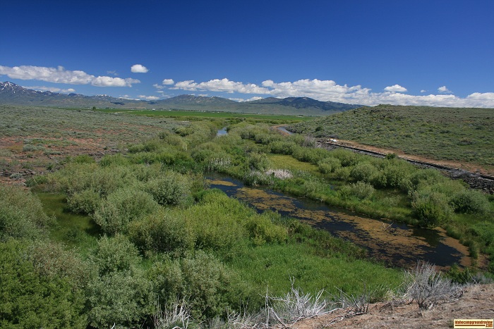This creek drains into Camas Creek from Mormon Reservoir.