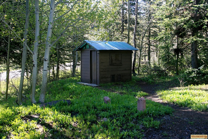 This outhouse is located near the entrance to Pettit Campground.
