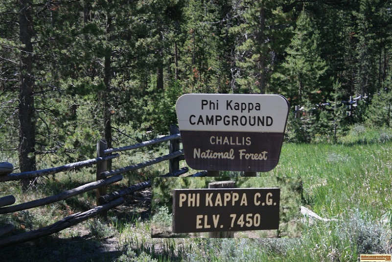 The sign at the entrance to Phi Kappa Campground on the Big Lost River.
