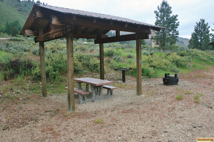 this is an up close view of campsite 3 in Pine Recreation Site.