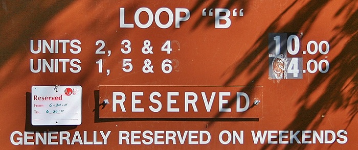 This is the sign at the entrance to Loop "B" in Porcupine Springs Campground.