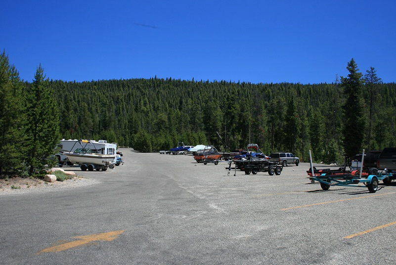 Sandy Beach Boat Ramp has plenty of parking space. There is another lot next to Redfish Lake.1