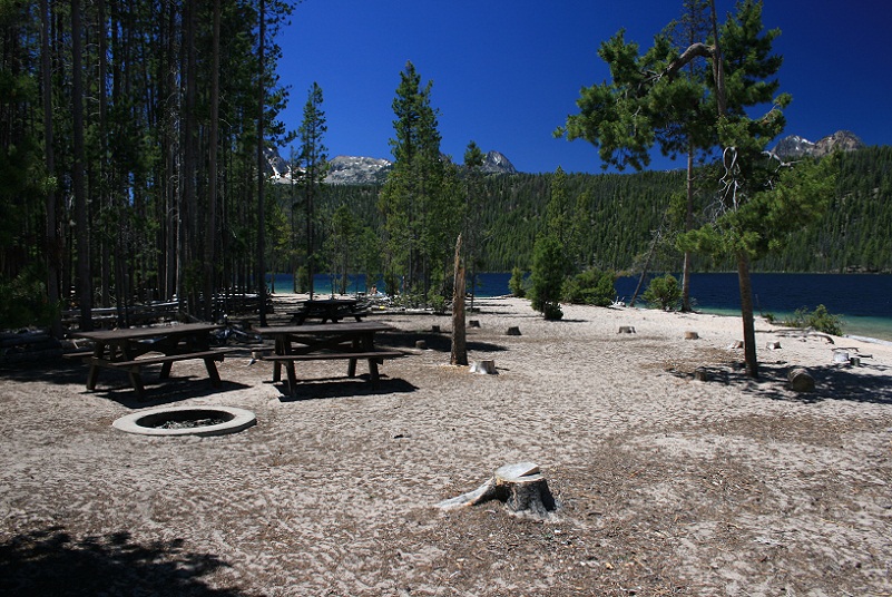 Sandy Beach has picnic tables and fire rings scattered along the beach.
 It appeared that Sandy Beach had less of a crowd than North Shore beach.